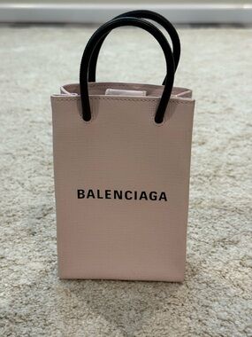 Balenciaga Light Pink Mini Tote with Black Handles